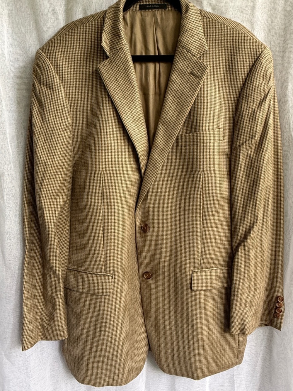 Lauren Ralph Lauren Tweed Sport Coat Blazer | 44L | Brown Tan Silk Wool